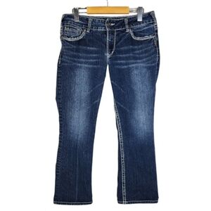 Silver Suki Jean Capris Factory Fade  5 Pocket 25.5" Inseam Blue Size 30W